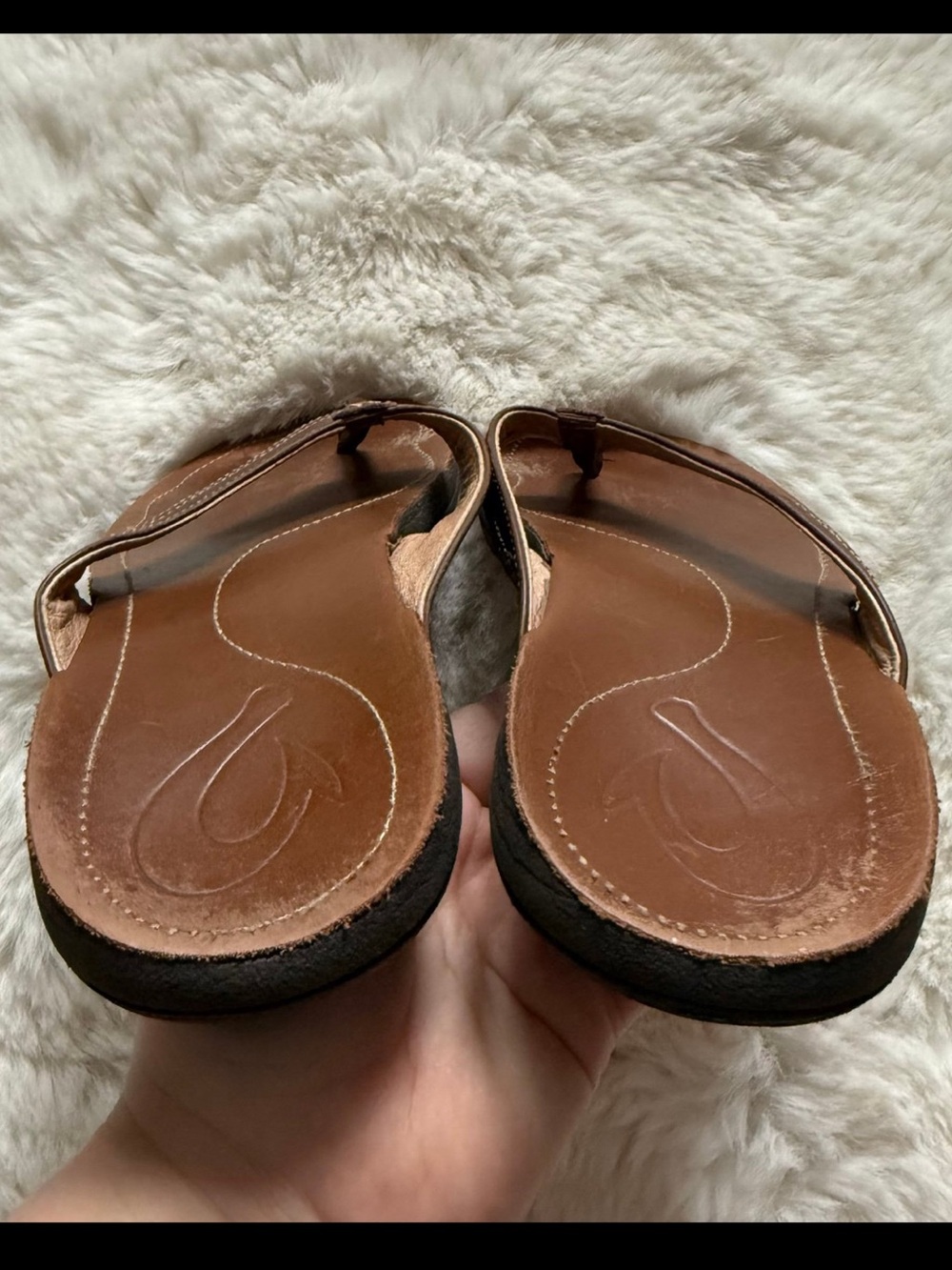 OluKai Kumu Brown Leather Flip-Flop Sandals Women’s Size US 7 EU 37 - Picture 6 of 12